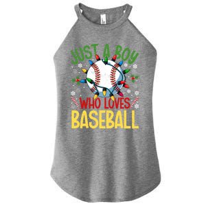 Just A Who Loves Baseball Christmas Lights Snowflakes Meaningful Gift Women's Perfect Tri Rocker Tank