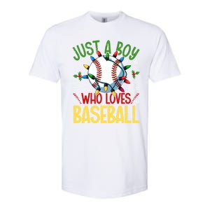 Just A Who Loves Baseball Christmas Lights Snowflakes Meaningful Gift Softstyle CVC T-Shirt