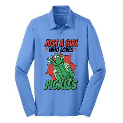 Just A Who Loves Pickles Pickles Lover Great Gift Silk Touch Performance Long Sleeve Polo