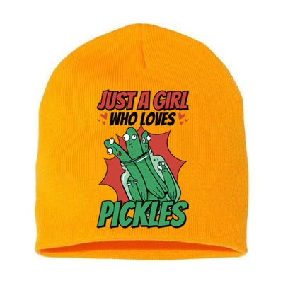 Just A Who Loves Pickles Pickles Lover Great Gift Short Acrylic Beanie