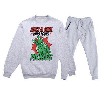 Just A Who Loves Pickles Pickles Lover Great Gift Premium Crewneck Sweatsuit Set