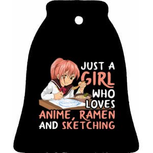 Just A  Who Loves Anime Ra And Sketching Japan Anime Ceramic Bell Ornament