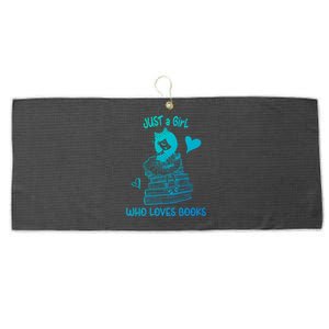 Just A Who Loves Books Reading Book Cute Heart Bookish Gift Large Microfiber Waffle Golf Towel