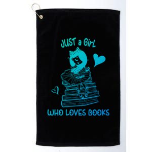 Just A Who Loves Books Reading Book Cute Heart Bookish Gift Platinum Collection Golf Towel