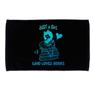 Just A Who Loves Books Reading Book Cute Heart Bookish Gift Microfiber Hand Towel