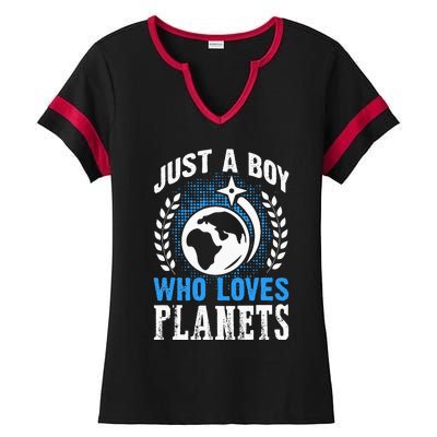 Just A Who Loves Planets Solar System Astrology Space Ladies Halftime Notch Neck Tee