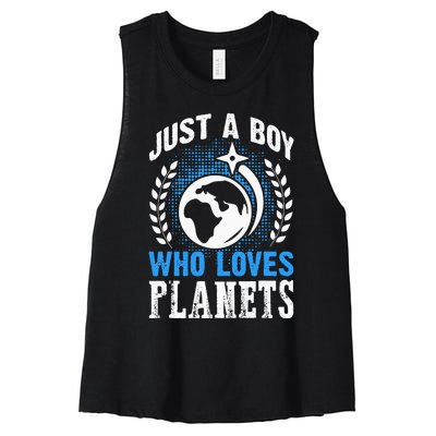 Just A Who Loves Planets Solar System Astrology Space Women's Racerback Cropped Tank