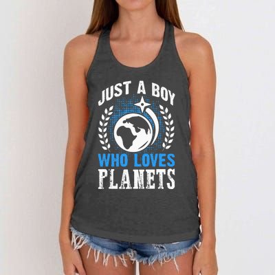 Just A Who Loves Planets Solar System Astrology Space Women's Knotted Racerback Tank