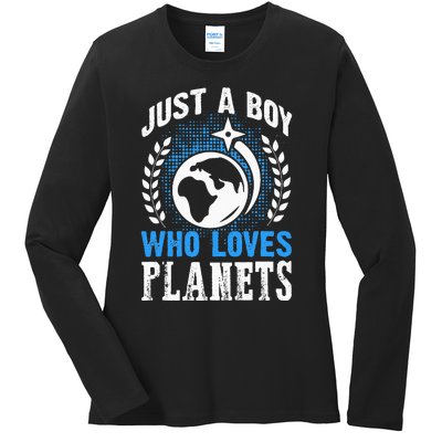 Just A Who Loves Planets Solar System Astrology Space Ladies Long Sleeve Shirt