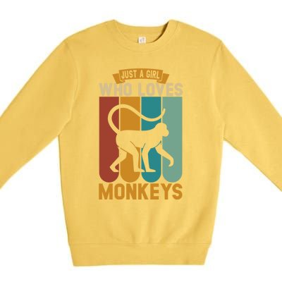 Just A Who Loves Monkeys Cute Gift Premium Crewneck Sweatshirt