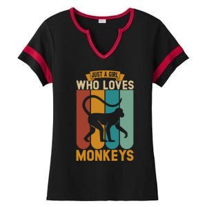 Just A Who Loves Monkeys Cute Gift Ladies Halftime Notch Neck Tee