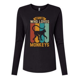 Just A Who Loves Monkeys Cute Gift Womens Cotton Relaxed Long Sleeve T-Shirt