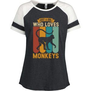 Just A Who Loves Monkeys Cute Gift Enza Ladies Jersey Colorblock Tee