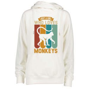 Just A Who Loves Monkeys Cute Gift Womens Funnel Neck Pullover Hood