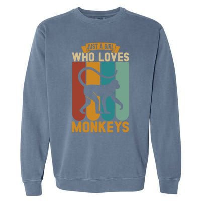 Just A Who Loves Monkeys Cute Gift Garment-Dyed Sweatshirt