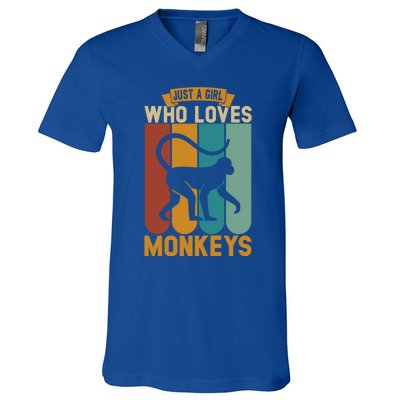 Just A Who Loves Monkeys Cute Gift V-Neck T-Shirt