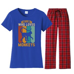 Just A Who Loves Monkeys Cute Gift Women's Flannel Pajama Set