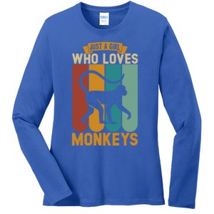 Just A Who Loves Monkeys Cute Gift Ladies Long Sleeve Shirt