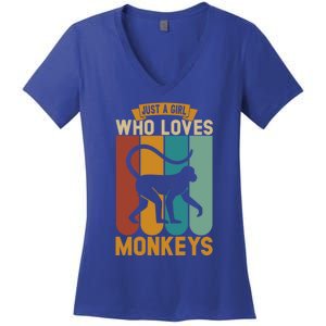 Just A Who Loves Monkeys Cute Gift Women's V-Neck T-Shirt