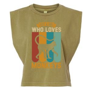 Just A Who Loves Monkeys Cute Gift Garment-Dyed Women's Muscle Tee