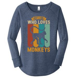 Just A Who Loves Monkeys Cute Gift Women's Perfect Tri Tunic Long Sleeve Shirt