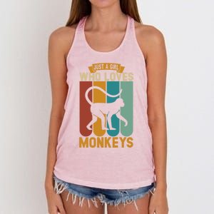 Just A Who Loves Monkeys Cute Gift Women's Knotted Racerback Tank