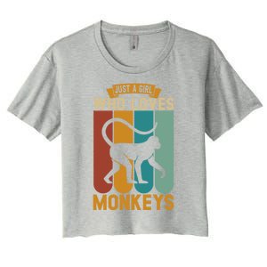 Just A Who Loves Monkeys Cute Gift Women's Crop Top Tee