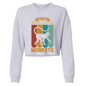 Just A Who Loves Monkeys Cute Gift Cropped Pullover Crew