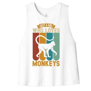 Just A Who Loves Monkeys Cute Gift Women's Racerback Cropped Tank