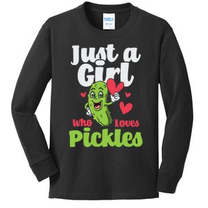 Just A Who Loves Pickles Pickle Lover Cucumber Vegan Kids Long Sleeve Shirt