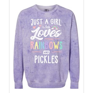 Just A Who Loves Rainbows And Pickles Rainbow Gift Colorblast Crewneck Sweatshirt