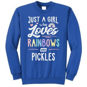 Just A Who Loves Rainbows And Pickles Rainbow Gift Sweatshirt