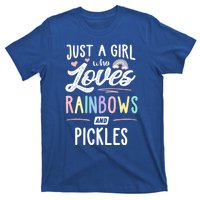 Just A Who Loves Rainbows And Pickles Rainbow Gift T-Shirt