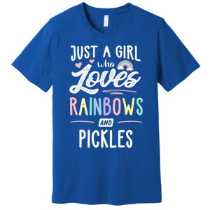 Just A Who Loves Rainbows And Pickles Rainbow Gift Premium T-Shirt