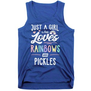 Just A Who Loves Rainbows And Pickles Rainbow Gift Tank Top