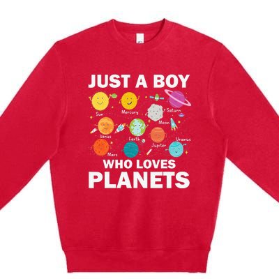 Just A Who Loves Planets Solar System Astrology Space Premium Crewneck Sweatshirt