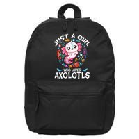 Just a  Who Loves Axolotls 16 in Basic Backpack