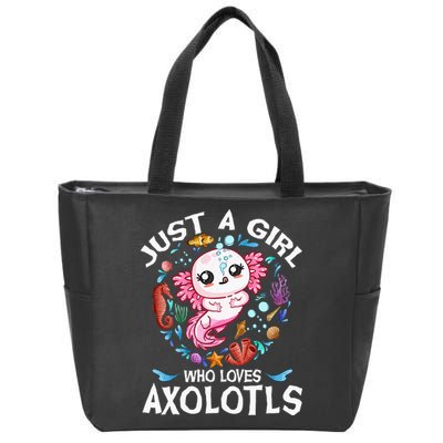 Just a  Who Loves Axolotls Zip Tote Bag
