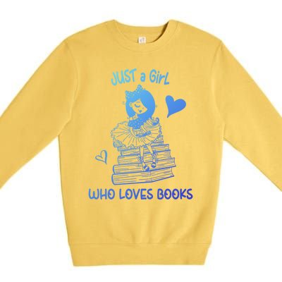 Just A Who Loves Books Reading Book Cute Heart Bookish Gift Premium Crewneck Sweatshirt