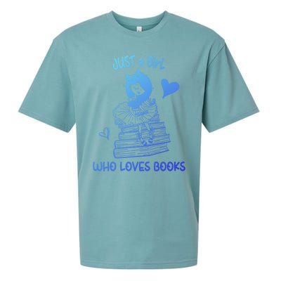 Just A Who Loves Books Reading Book Cute Heart Bookish Gift Sueded Cloud Jersey T-Shirt