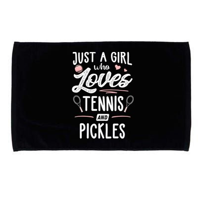 Just A Who Loves Tennis And Pickles Gift Cute Gift Microfiber Hand Towel