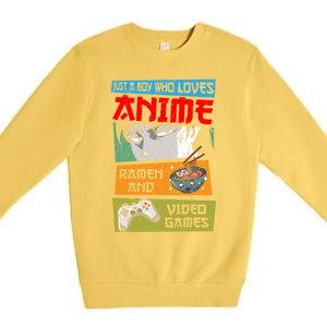 Just A Who Loves Anime Ra And Video Games Gaming Funny Gift Premium Crewneck Sweatshirt