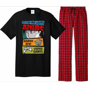 Just A Who Loves Anime Ra And Video Games Gaming Funny Gift Pajama Set