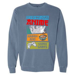 Just A Who Loves Anime Ra And Video Games Gaming Funny Gift Garment-Dyed Sweatshirt