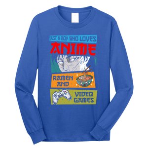 Just A Who Loves Anime Ra And Video Games Gaming Funny Gift Long Sleeve Shirt