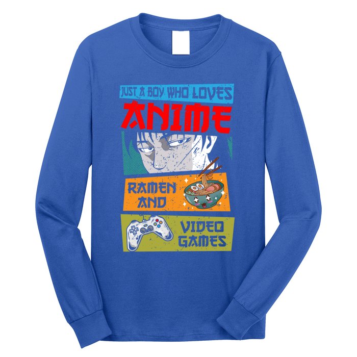 Just A Who Loves Anime Ra And Video Games Gaming Funny Gift Long Sleeve Shirt