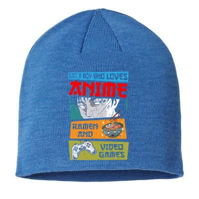 Just A Who Loves Anime Ra And Video Games Gaming Funny Gift Sustainable Beanie