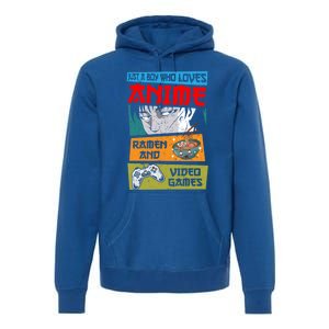 Just A Who Loves Anime Ra And Video Games Gaming Funny Gift Premium Hoodie