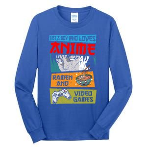 Just A Who Loves Anime Ra And Video Games Gaming Funny Gift Tall Long Sleeve T-Shirt