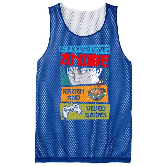 Just A Who Loves Anime Ra And Video Games Gaming Funny Gift Mesh Reversible Basketball Jersey Tank